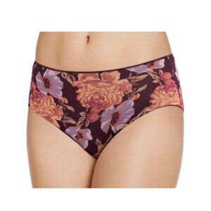 Jockey No Panty Line Promise Full Brief Panties Floral Plum 8 A653939 NEW